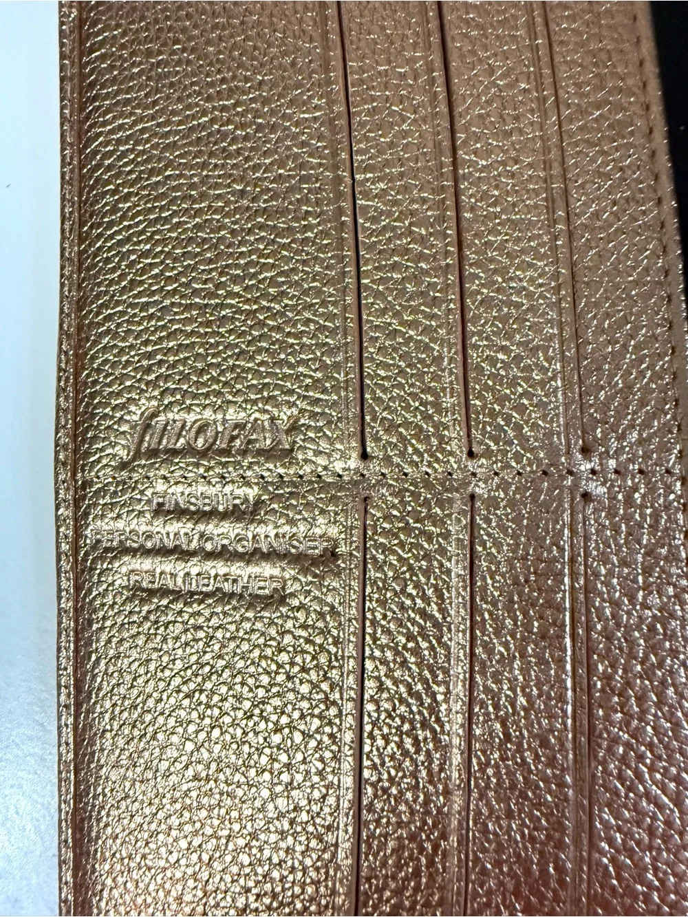 RARE Metallic Rose Gold Leather Personal Filofax Finsbury